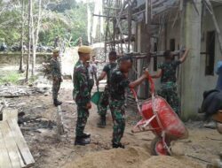 Batalion Armed 16/Kmp Bantu Warga Tebedak Bangun Rumah Ibadah