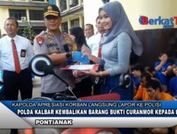 Polda Kalbar Kembalikan Barang Bukti Curanmor Kepada Korban