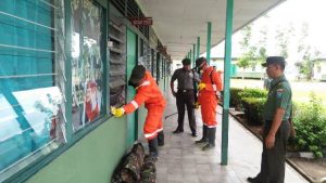 Kodim Sanggau Disemprot Cairan Disinfektan