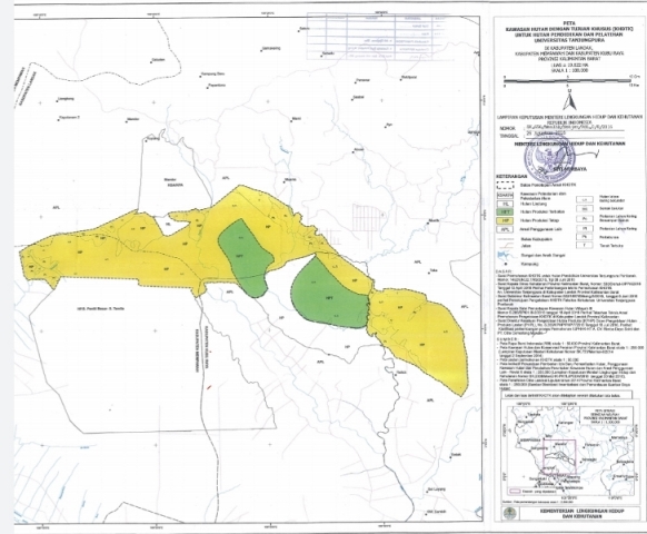 Peta areal Kawasan Hutan Dengan Tujuan Khusus (KHDTK) yang dikelola Untan Pontianak
