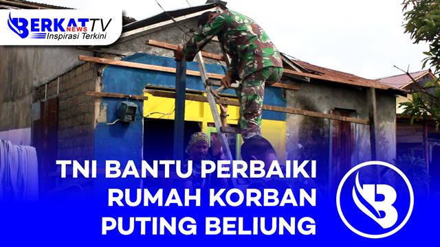 personel TNI AD dikerahkan untuk membantu memperbaiki rumah korban puting beliung di Jeruju Kelurahan Sui Beliung Kecamatan Pontianak Barat