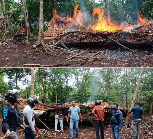 Judi Sabung Ayam Digrebek, Pondok Judi Dibakar