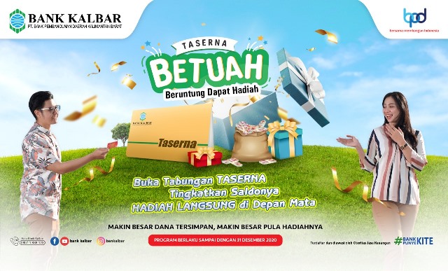 Sebagai bentuk apresiasi kepada nasabah, Bank Kalbar menggelar program hadiah langsung melalui program Tabungan Taserna Betuah