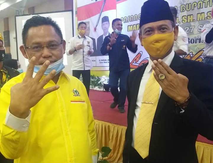 Ketua DPD Partai Golkar Sanggau, Fransiskus Ason saat menghadiri deklarasi calon bupati Ketapang Martin Rantan