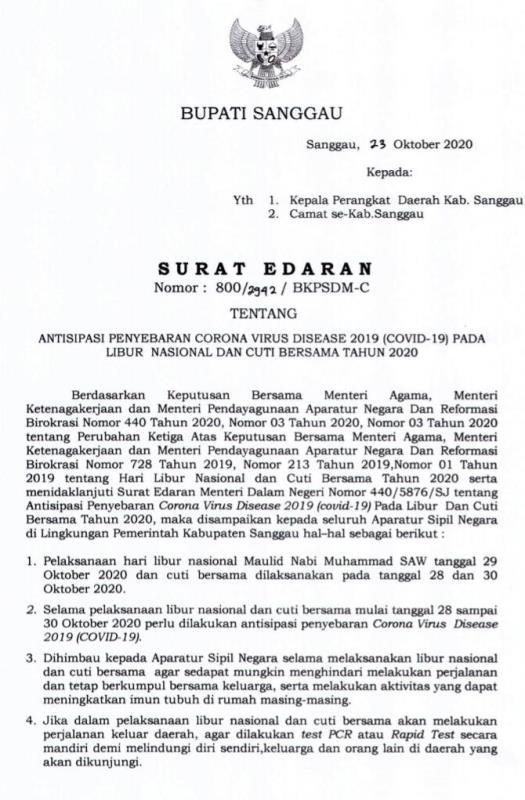 ASN Diimbau Tidak Keluar Sanggau di Libur Panjang