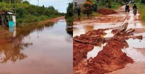 Jalan Poros Hancur dan Berkubang Lumpur