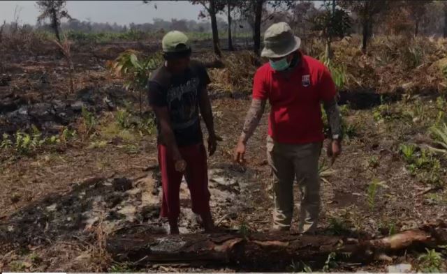 Kasubdit 4 Tipiter Ditreskrimsus Polda Kalbar saat meminta keterangan tersangka yang membakar lahan.