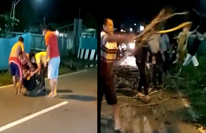 Dahan sebuah pohon tua yang berada persis di depan PT Kalimantan Steel (Kalisco) Jalan Adi Sucipto tiba - tiba patah.