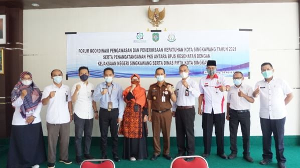 BPJS Kesehatan Cabang Singkawang menggelar Forum Koordinasi Pengawasan dan Pemeriksaan Kepatuhan Kota Singkawang Tahun 2021 bersama Kejari dan Dinas PMPTSP.