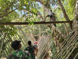 Bantu Ekonomi Warga, Satgas Pamtas Perbaiki Jembatan Gantung