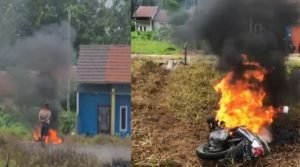 Nekat Maling Ponsel dari Tangan Balita, Motor Pelaku Dibakar Massa