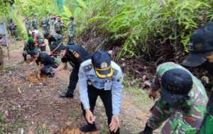 TNI Tanam Pohon Kemiri di Patok Batas Negara