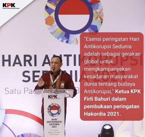 Ketua Komisi Pemberantasan Korupsi (KPK) RI Firli Bahuri saat penyampaian Hari Anti Korupsi se-Dunia (Hakordia)