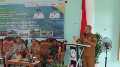 Bupati Kubu Raya Muda Mahendrawan saat membuka Musrenbang Tahun Anggaran 2024 di Kecamatan Sui Ambawang, Selasa (31/1).