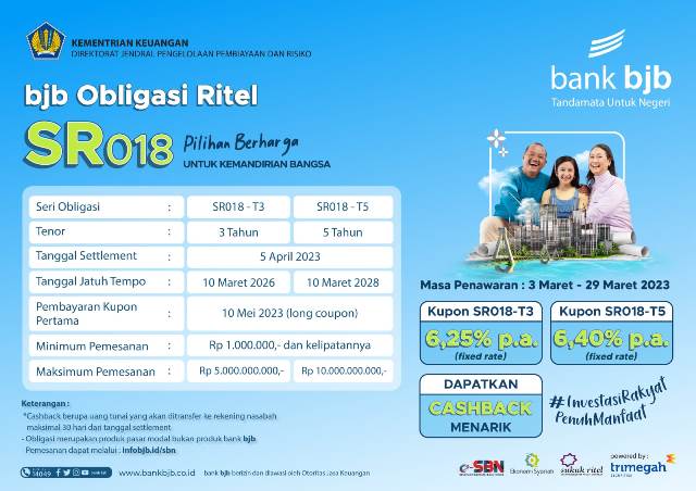 Bank Jawa Barat dan Banten (BJB) menawarkan obligasi ritel SR018