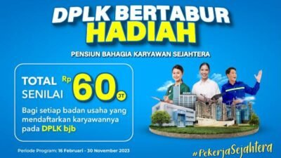 Bank BJB kembali hadir dengan serangkaian promo di tahun 2023. Salah satunya adalah promo "DPLK Bertabur Hadiah" dengan total hadiah hingga puluhan juta rupiah