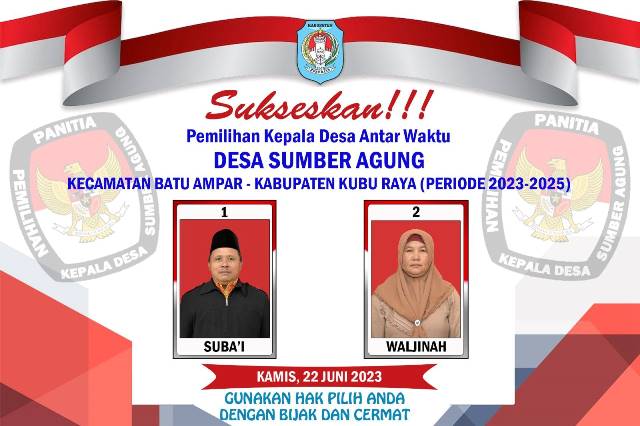 Pasutri Subai dan Waljinah bertarung di Pilkades Sumber Agung yang dihelat pada Kamis (22/6). Alhasil, Subai meraih 172 suara sedangkan Waljinah 153 suara atau selisih 19 suara