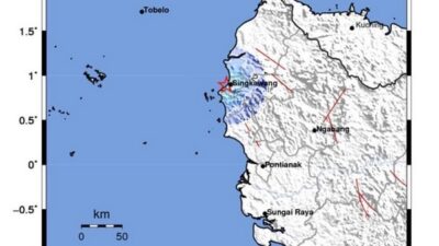 Kabupaten Bengkayang dan Landak diguncang gempa bumi tektonik, Kamis (15/6) sekitar pukul 17:24:25 WIB.