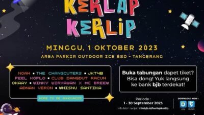 Industri kreatif, khususnya industri musik tanah air semakin ramai. Kali ini, Kerlap-Kerlip Festival akan kembali digelar pada 1 Oktober 2023, bertempat di Area Parkir Outdoor ICE BSD Tangerang, Banten. Bank bjb, sebagai salah satu sponsor menyiapkan berbagai program menarik.