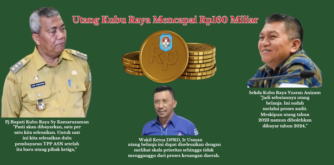 Pemkab Kubu Raya ternyata memiliki utang hingga mencapai Rp160 miliar di tahun 2023. Akibat dari utang ini mengakibatkan kas daerah mengalami defisit anggaran