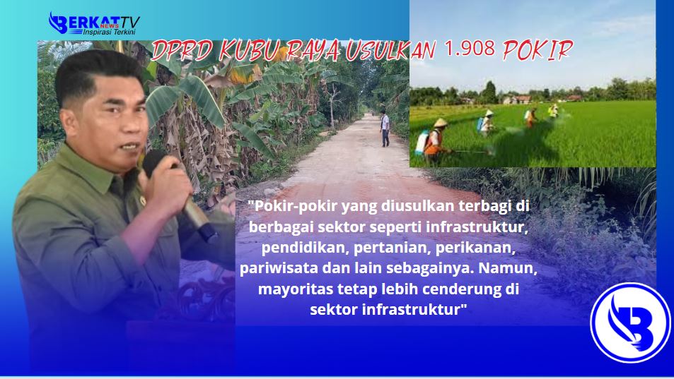 Wakil Ketua DPRD Kubu Raya Suharso menyebutkan DPRD Kubu Raya telah mengusulkan sebanyak 1.908 pokir (pokok-pokok pikiran) untuk di tahun 2025. Usulan pokir tersebut telah disahkan dalam rapat paripurna DPRD Kubu Raya pada Senin (18/3).