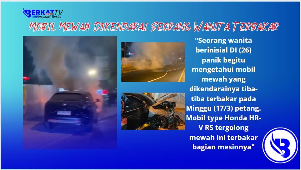 Seorang wanita berinisial DI (26) panik begitu mengetahui mobil mewah yang dikendarainya tiba-tiba terbakar pada Minggu (17/3) petang. Mobil type Honda HR-V RS tergolong mewah ini terbakar bagian mesinnya