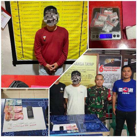 Dalam kurun waktu empat hari sejak 25 - 28 Maret, Polsek Nanga Tayap berhasil mengungkap empat kasus peredaran narkoba. Alhasil empat orang tersangka juga ditangkap berikut barang bukti sabu. Foto: ist