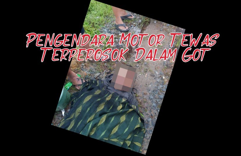 Seorang pengendara motor tewas terperosok dalam got di Jalan Raya Pal 7 Kecamatan Sui Kakap pada Kamis (29/2). Foto: tmB