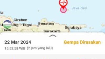 Gempa bumi di Tuban berkekuatan M6,0 terasa hingga ke Kalimantan Barat yakni di Kabupaten Ketapang, Jumat (22/3).