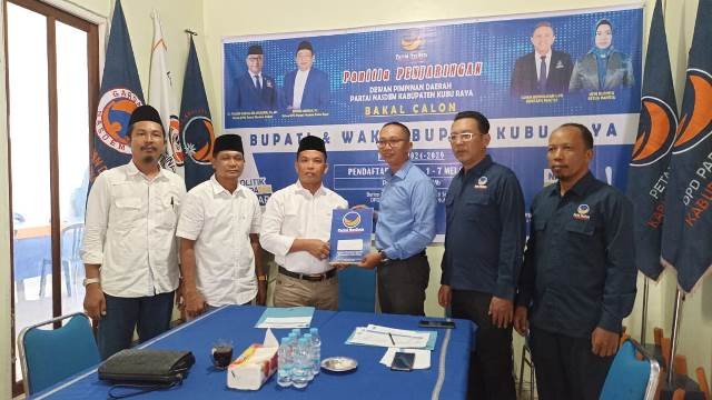 Setelah mendaftar ke Partai Demokrat, Ahmad kembali mendaftarkan dirinya sebagai balon bupati Kubu Raya ke Partai NasDem dan PPP untuk maju di Pilkada Kubu Raya 2024 pada Sabtu (4/5). Setelah itu Ia juga mendaftar ke PPP. Foto: tmB
