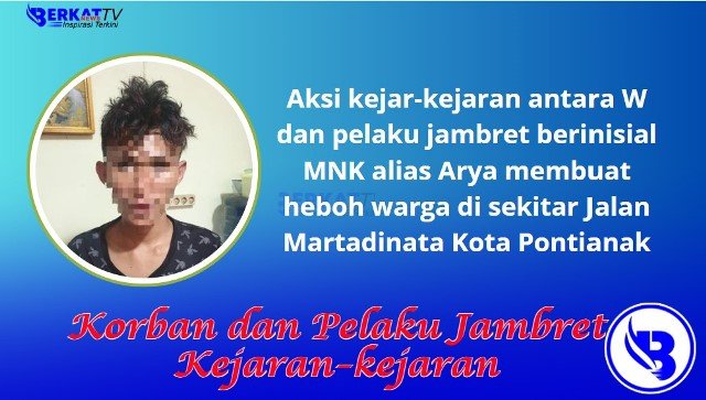 Aksi kejar-kejaran antara W dan pelaku jambret berinisial MNK alias Arya membuat heboh warga di sekitar Jalan Martadinata Kota Pontianak