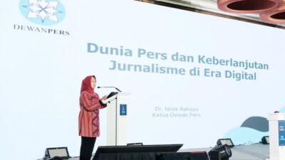 Ketua Dewan Pers Ninik Rahayu saat di IDC AMSI, Rabu (28/8) meminta dukungan pemerintah dan semua pihak untuk keberlanjutan media massa dengan cara fokus belanja iklan ke media massa. Foto: tmB