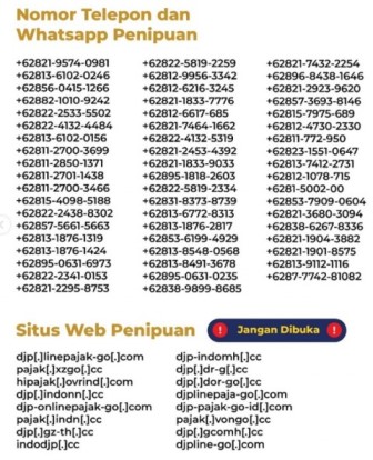 Ini Nomor dan Akun Penipuan Atas Nama Pajak