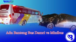 Adu Banteng Bus Damri vs Minibus. Dua Orang Luka Serius