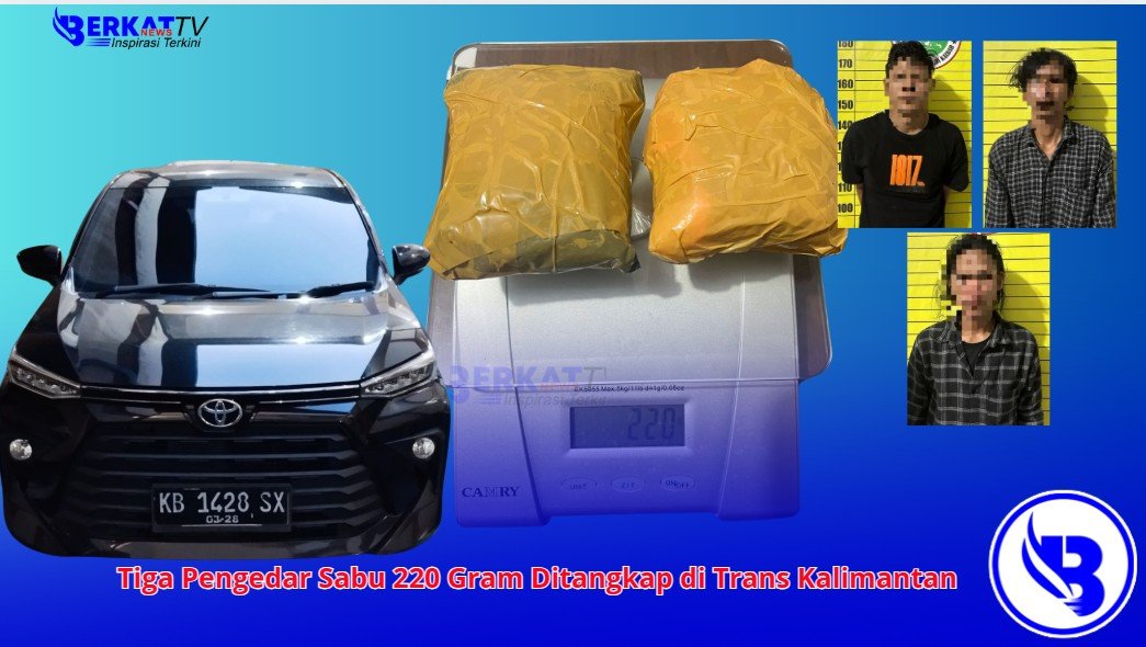 Tiga Pengedar Sabu 220 Gram Ditangkap di Trans Kalimantan