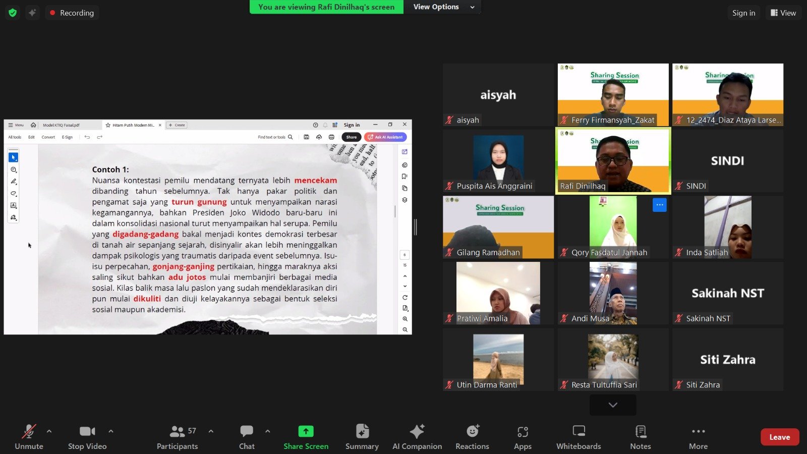 Sharing Session Kepenulisan KTIQ