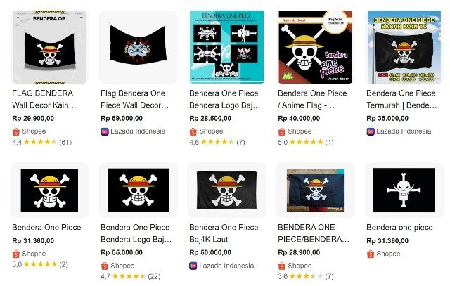 Bendera One Piece Marak Dijual di Online