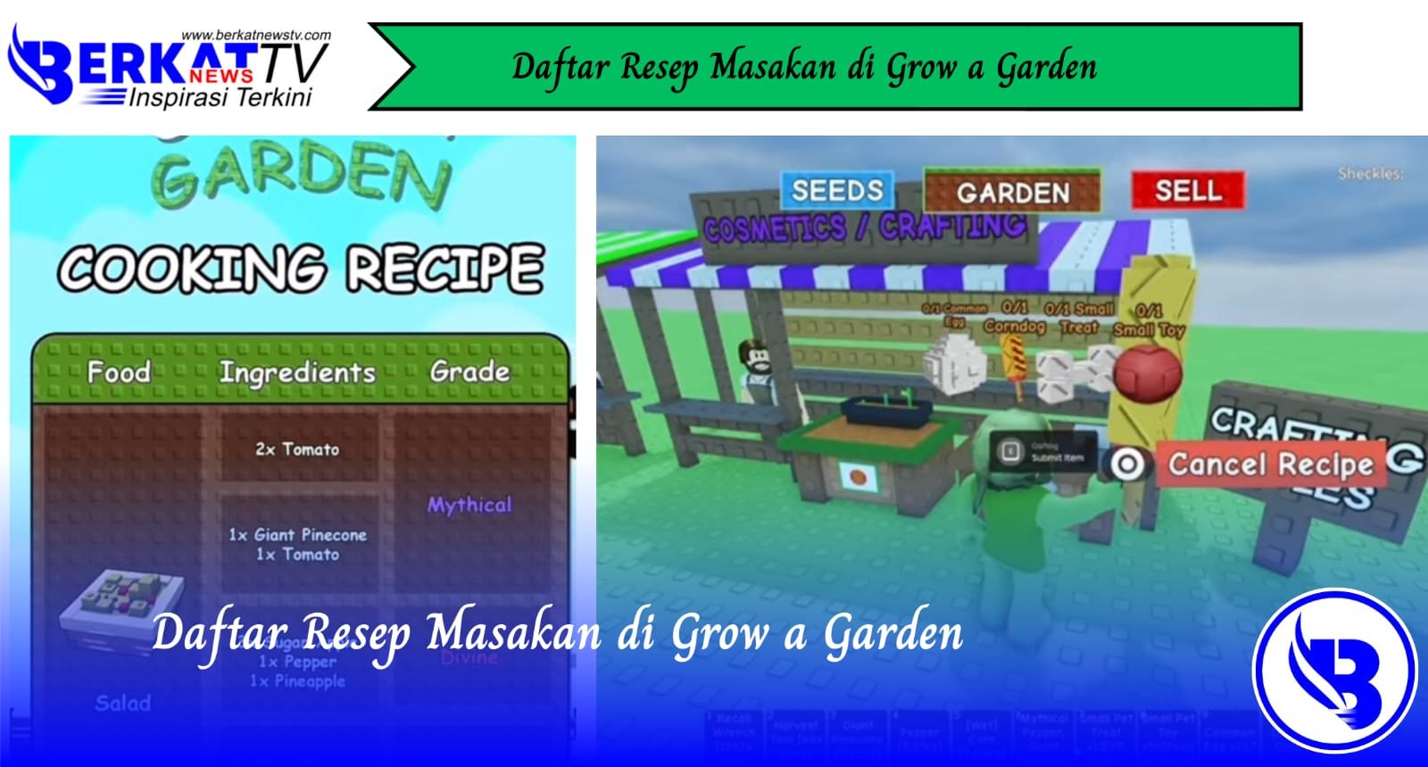 Daftar Resep Masakan di Grow A Garden
