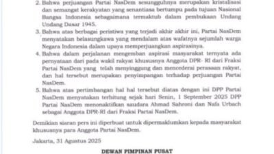 NasDem Non Aktifkan Ahmad Saroni dan Nafa Urbach di DPR RI