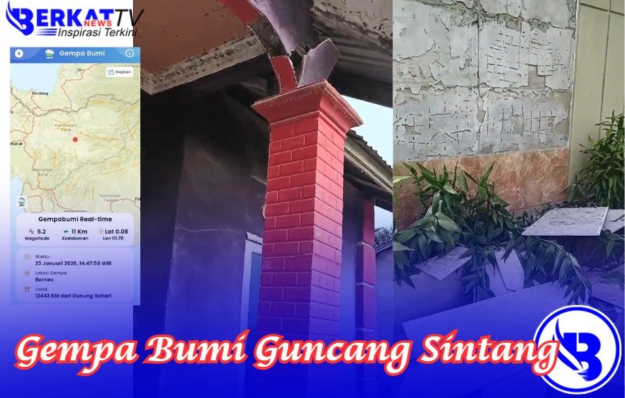 Gempa Bumi Guncang Sintang, Rumah Rusak Jembatan Baja Bergeser