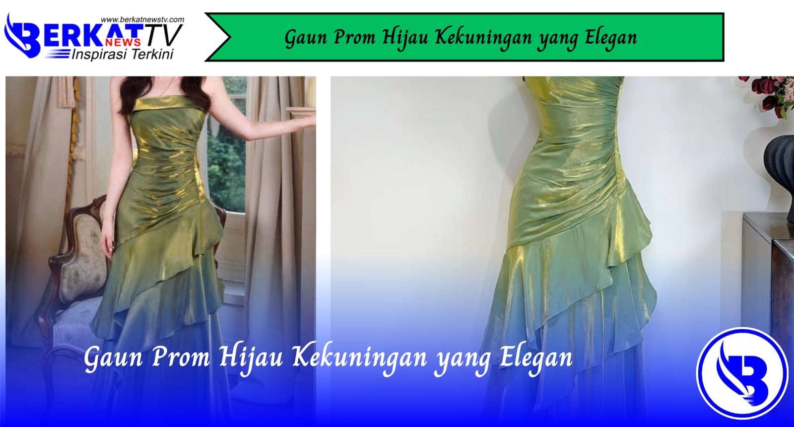 Gaun Prom Hijau Kekuningan yang Elegan