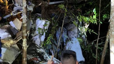 Kondisi Helikopter PK-CFX Hancur di Lereng Bukit