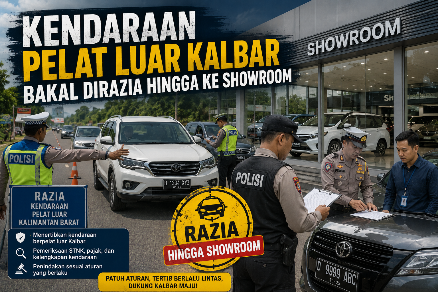 Kendaraan Pelat Luar Kalbar Bakal Dirazia Hingga ke Showroom