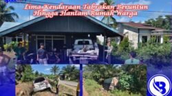 Lima Kendaraan Tabrakan Beruntun Hingga Hantam Rumah Warga