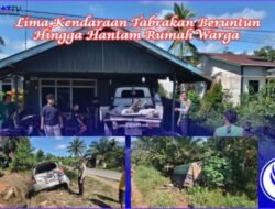 Lima Kendaraan Tabrakan Beruntun Hingga Hantam Rumah Warga