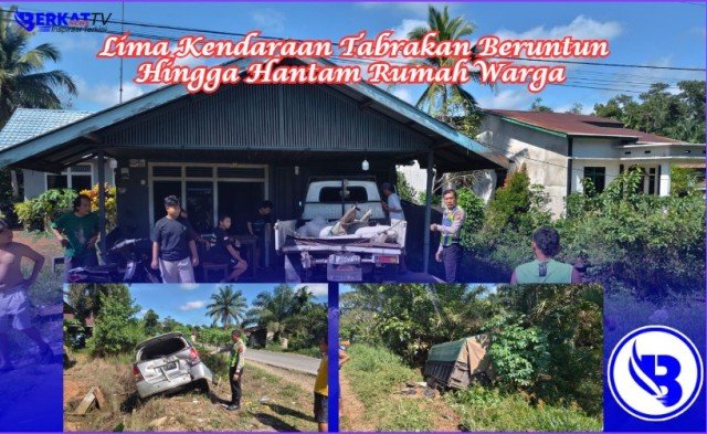 Lima Kendaraan Tabrakan Beruntun Hingga Hantam Rumah Warga