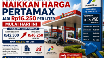 Pertamina Resmi Naikkan Harga Pertamax Jadi Rp16.250 per Liter Mulai Hari Ini