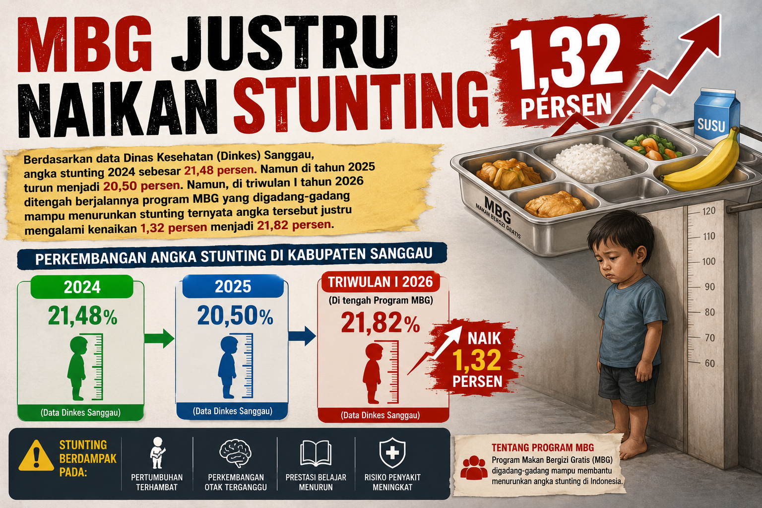 MBG Justru Naikan Stunting 1,32 Persen