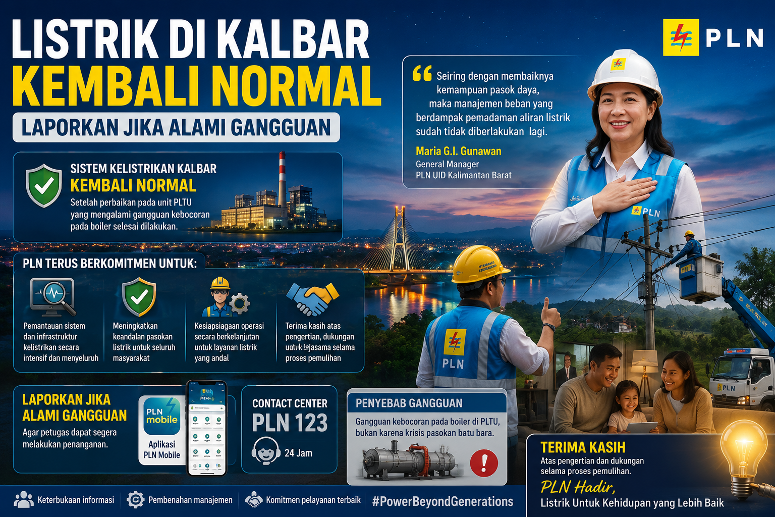 Listrik di Kalbar Kembali Normal. Laporkan Jika Alami Gangguan