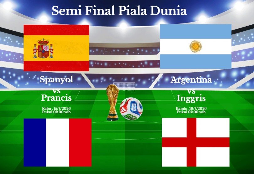 Semi Final Piala Dunia, Argentina vs Inggris dan Spanyol vs Prancis